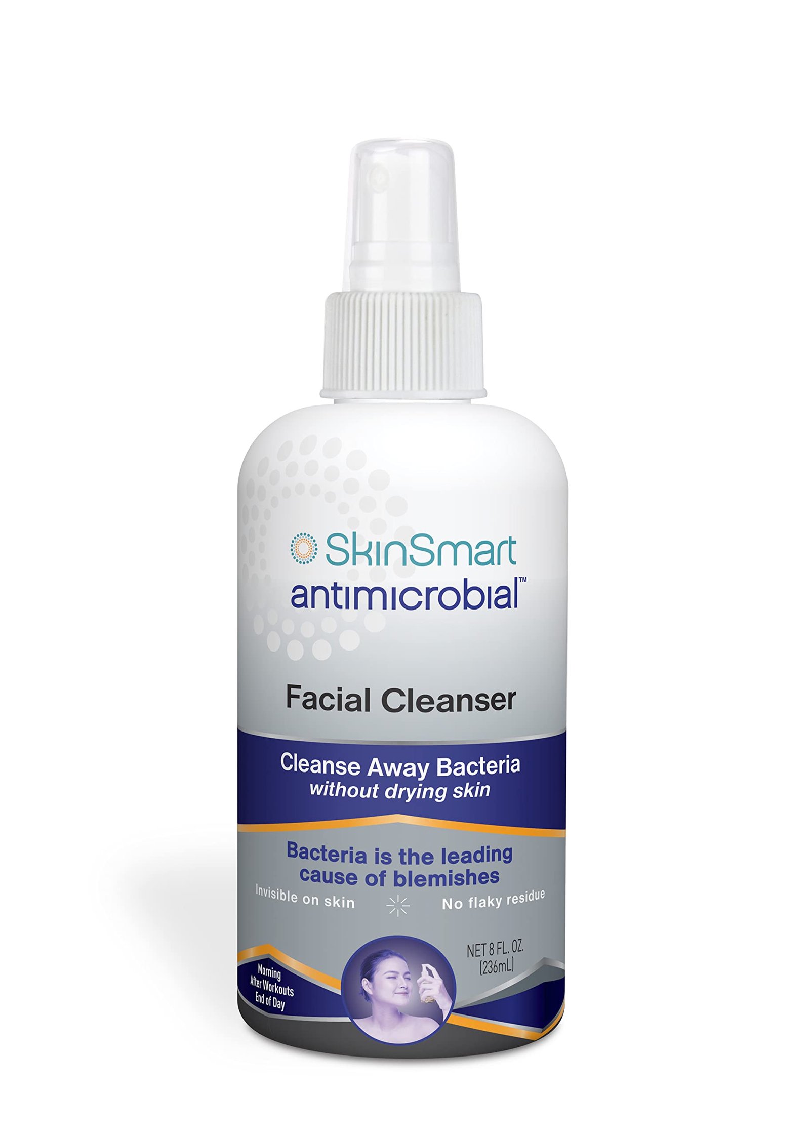 Version 1.0.0 SkinSmart Facial Cleanser for Acne, Targets Bacteria for Active Teenage Athletes Post Workout and Adult Acne, 8 oz Spray Bottle, Safe for Multiple Daily Uses - Image 1
