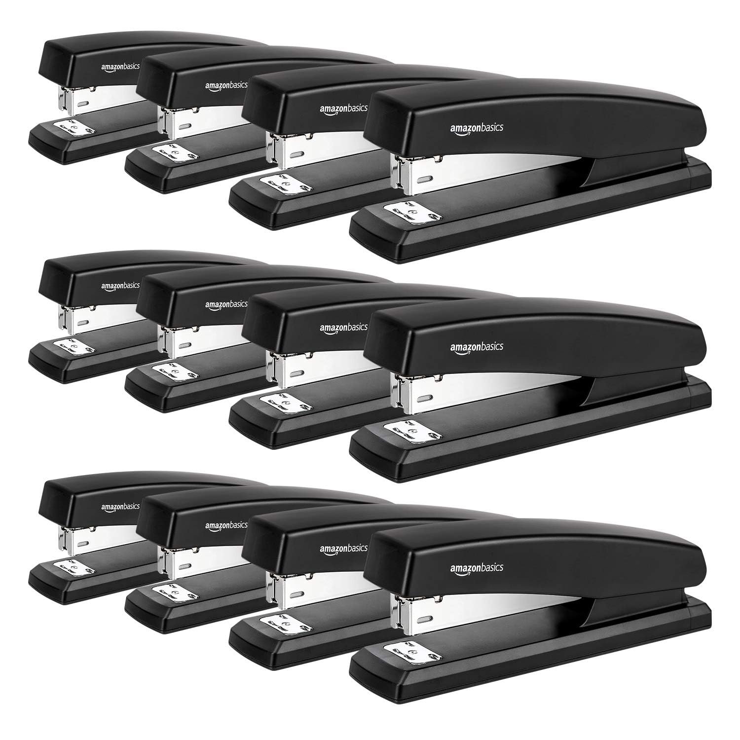 Version 1.0.0 Amazon Basics 25-Sheet Capacity, Non-Slip, Office Desk Stapler with 1000 Staples, Black - Pack of 12 - Image 1