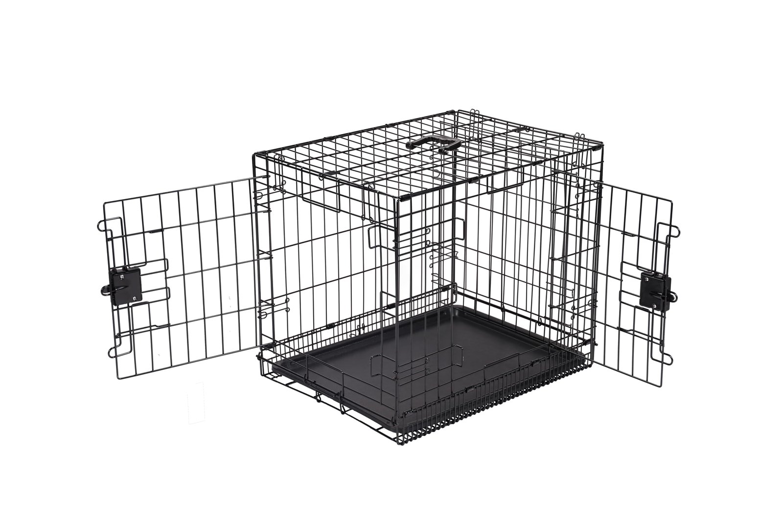 Version 1.0.0 Amazon Basics - Durable,Foldable Metal Wire Dog Crate with Tray, Double Door, Divider, 24 x 18 x 20 Inches, Black - Image 1