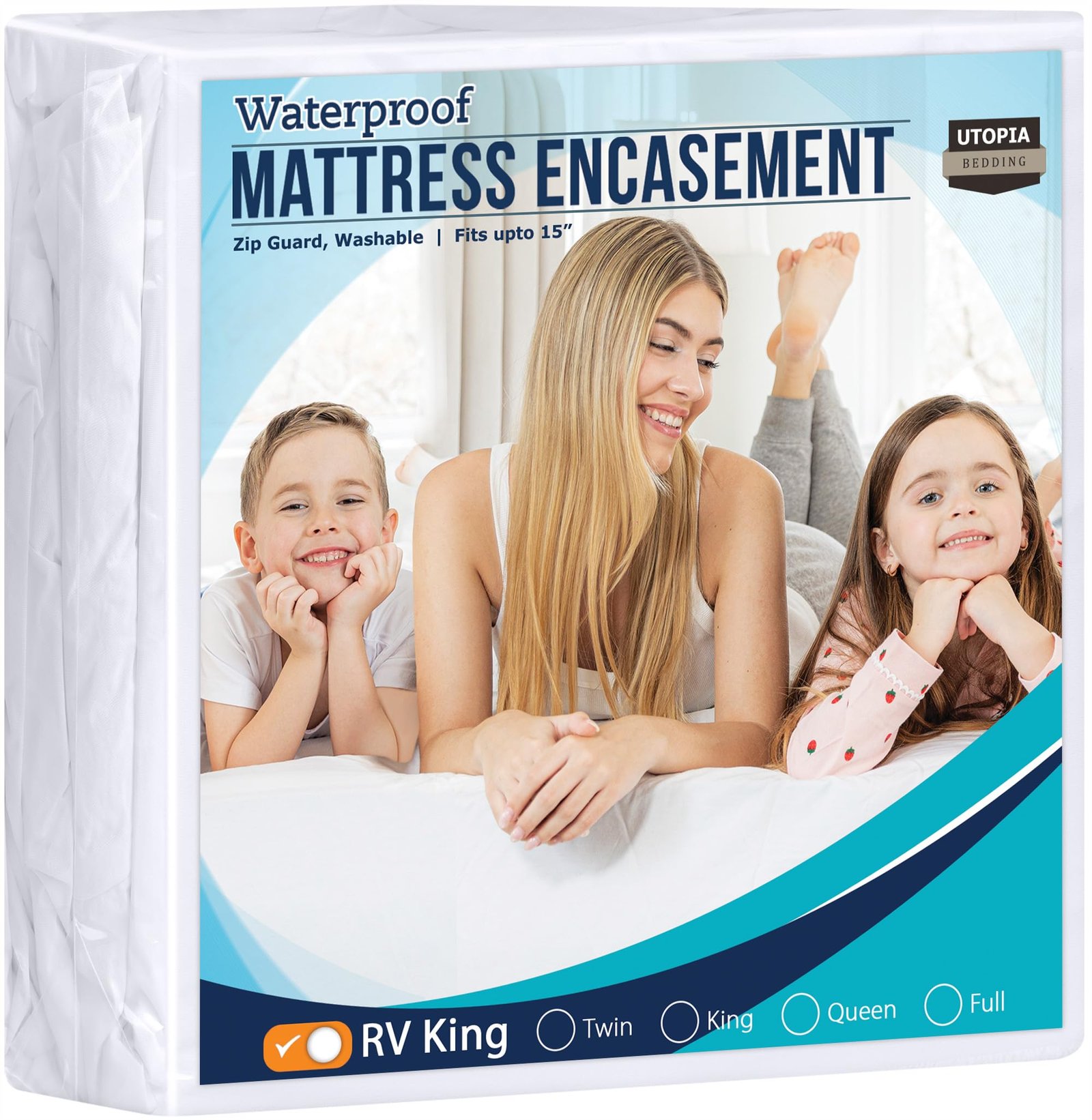 Version 1.0.0 Utopia Bedding Zippered Mattress Encasement RV King - 100% Waterproof and Bed Bug Proof Mattress Protector - Absorbent, Six-Sided Mattress Cover - Image 1