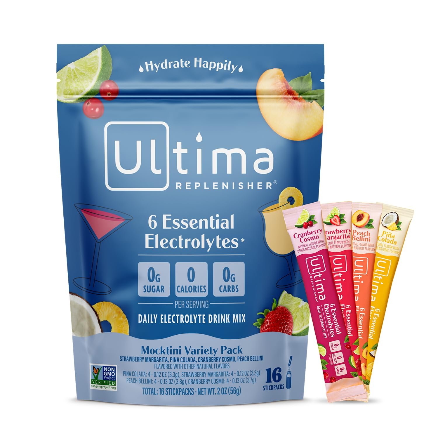 Version 1.0.0 Ultima Replenisher Daily Electrolyte Drink Mix ? Mocktini Variety, 16 Stickpacks ? Hydration Packets with 6 Key Electrolytes & Trace Minerals ? Keto Friendly, Non- GMO & Sugar-Free Electrolyte Powder - Image 1