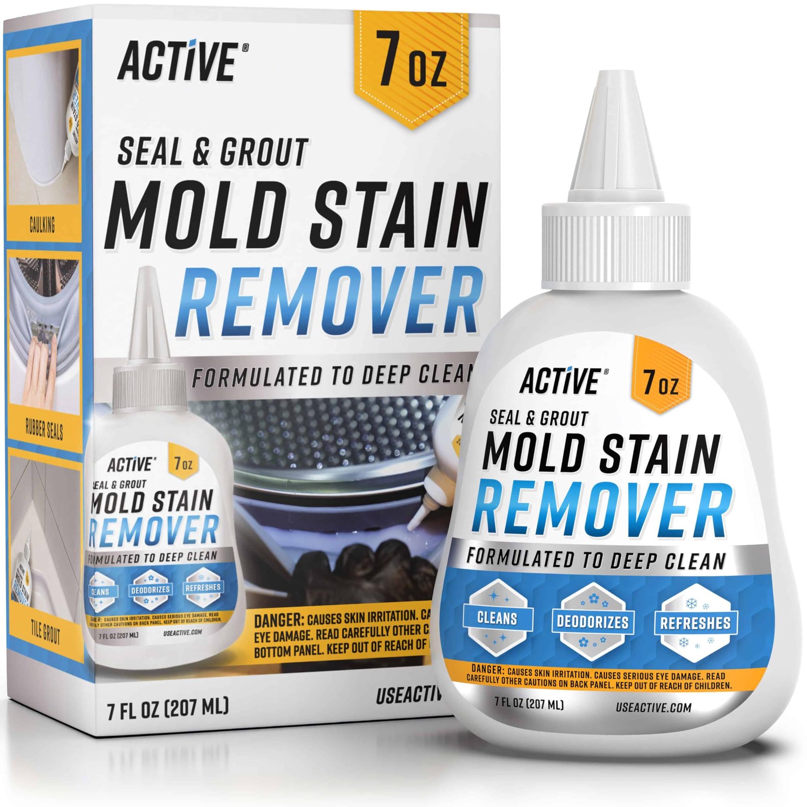 Version 1.0.0 ACTIVE Mold Stain Remover Gel Cleaner Heavy Duty Stain Cleaner for Front Loader Washing Machine Seal, Bathroom Grout, Shower, Caulk - Front Load Washer Cleaning Solution - 7 Fl Oz - Image 1