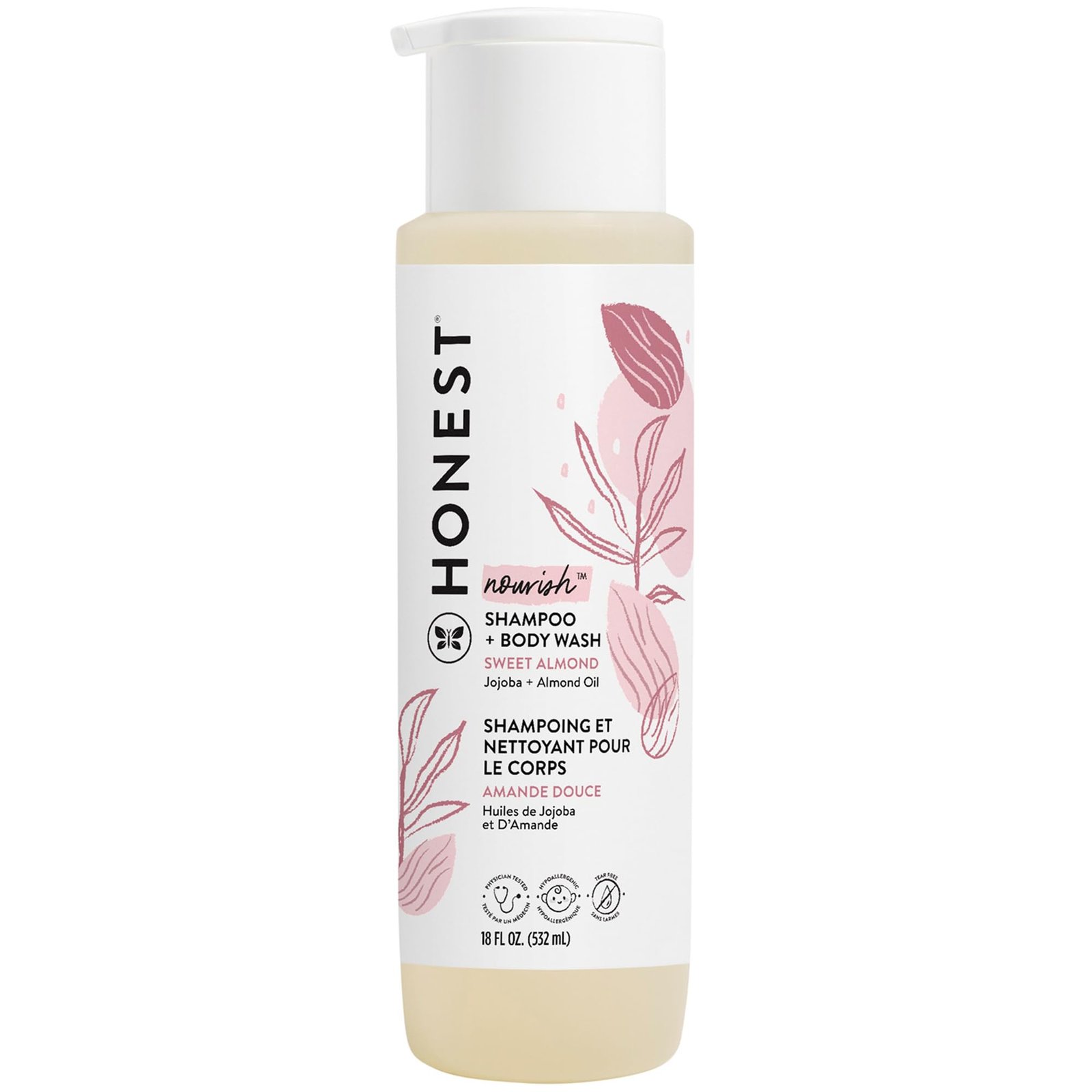 Version 1.0.0 The Honest Company 2-in-1 Cleansing Shampoo + Body Wash | Gentle for Baby | Naturally Derived, Tear-free, Hypoallergenic | Sweet Almond Nourish, 18 fl oz - Image 1