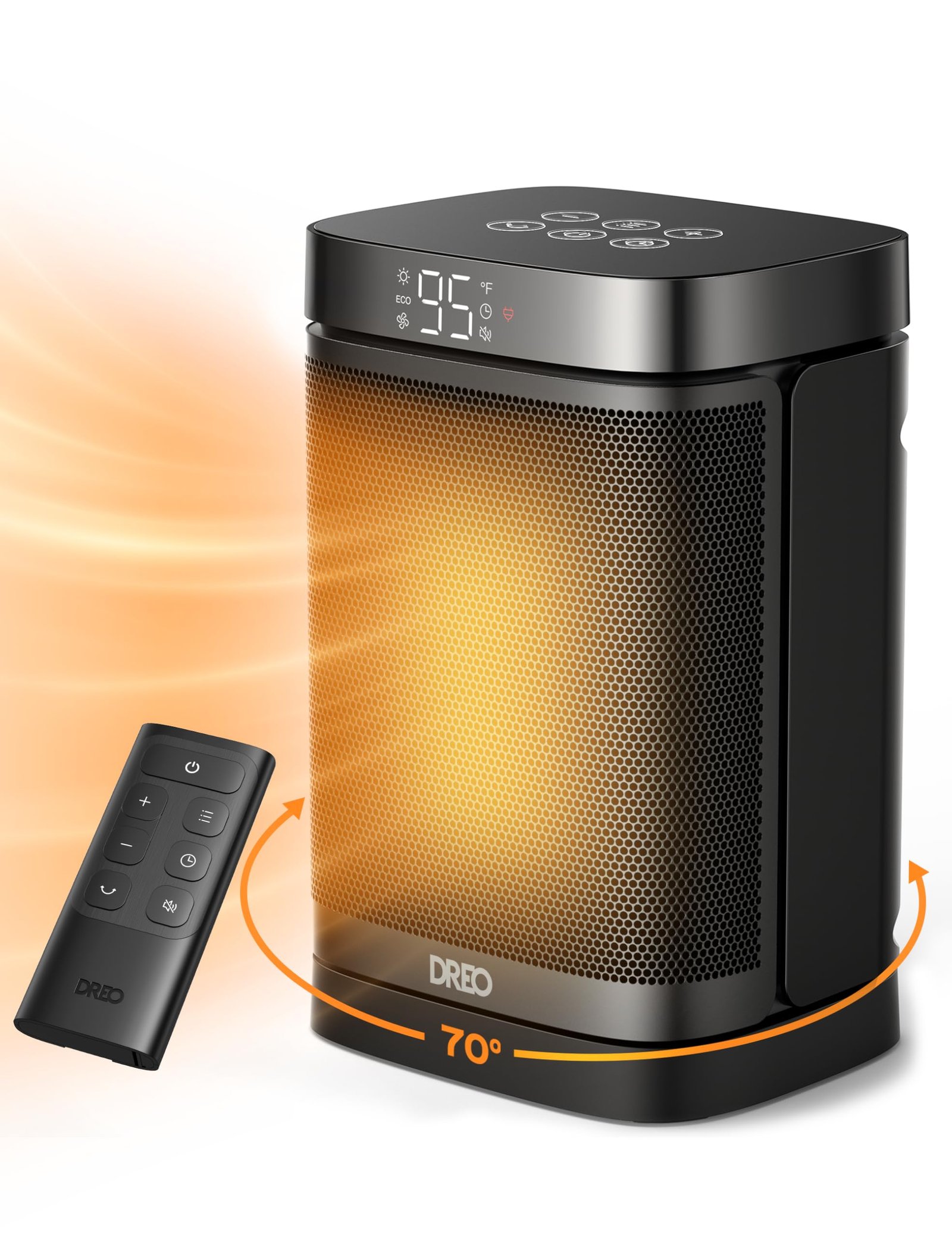 Version 1.0.0 Dreo Space Heater, 1500W Portable Electric Heaters for Indoor Use, PTC Ceramic Heater for Office with Remote, Thermostat, 70?Oscillation, 12H Timer, 5 Modes, Safe Quiet Room Heater for Bedroom - Image 1